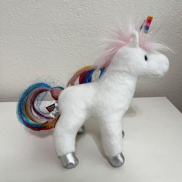 Douglas Toys Senna White Rainbow Mane Unicorn 8” Plush Stuffed Animal 1504 TAG - Picture 6 of 9